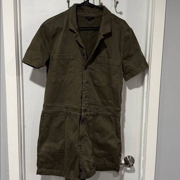 Lucky Brand Pants - Lucky Brand Olive Green Button-Up Romper